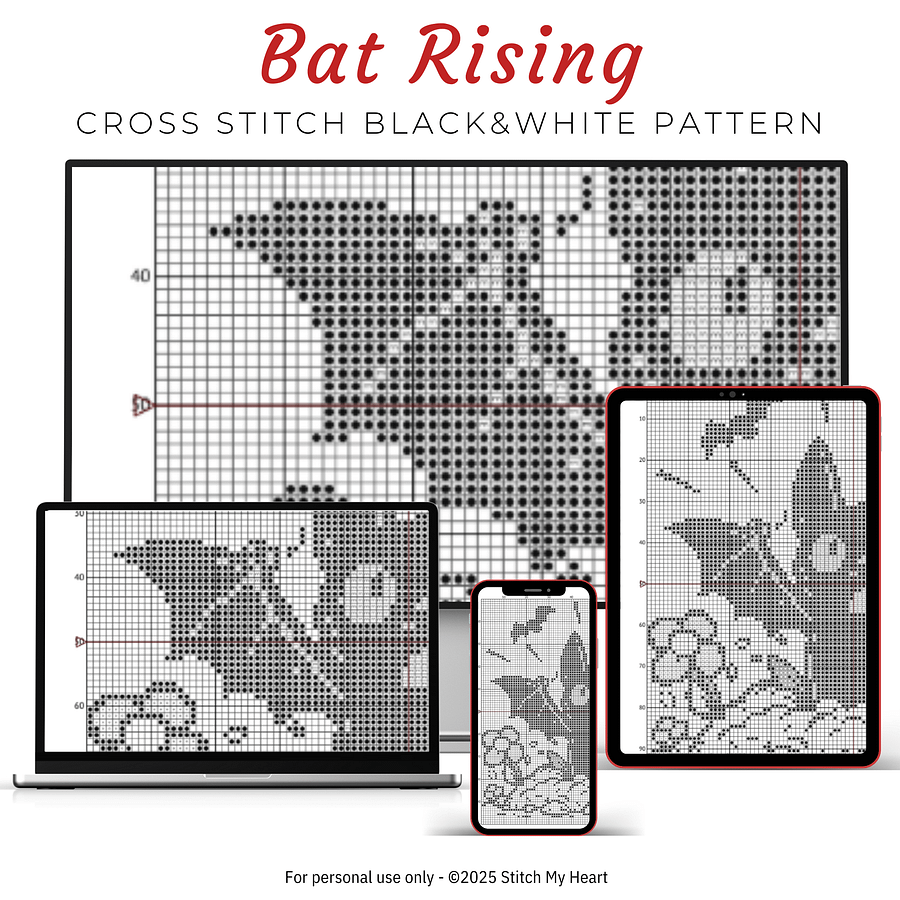 Bat Rising Cross Stitch Pattern product image (4)