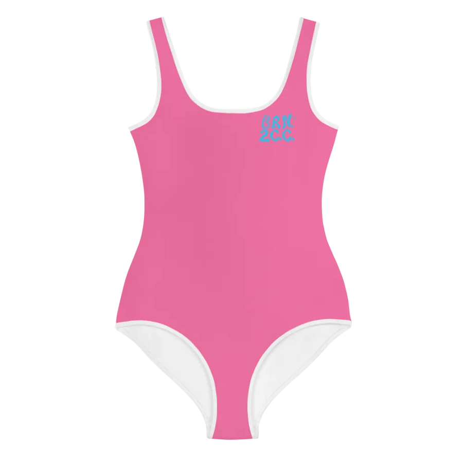 💖Girls' | Youth | Pink Power Wave | BRN.2C.C.™ | Swimsuit 👙| Blue Logos product image (2)