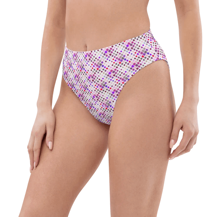 Colorful Square Pattern Design High Waist Bikini Bottom - V1 product image (1)