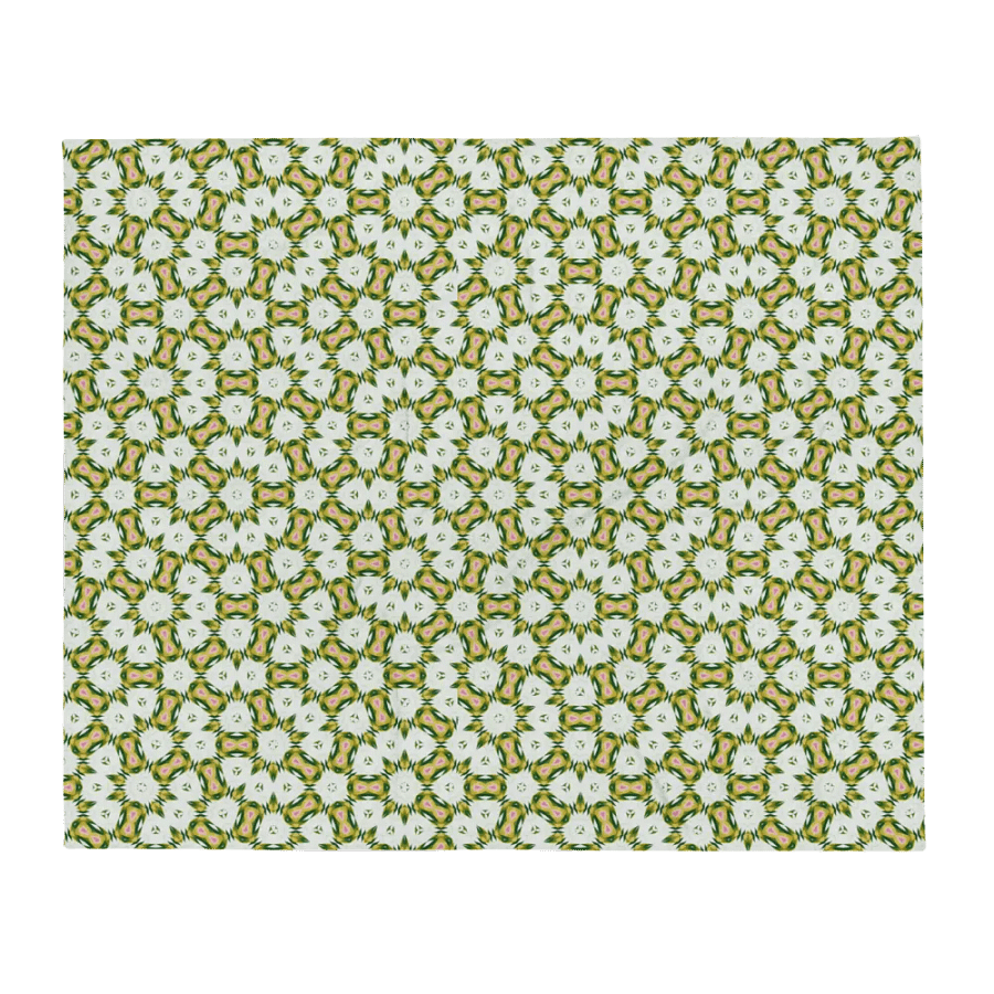 Yellow White Green & Pink Geometric Floral Throw Blanket product image (3)