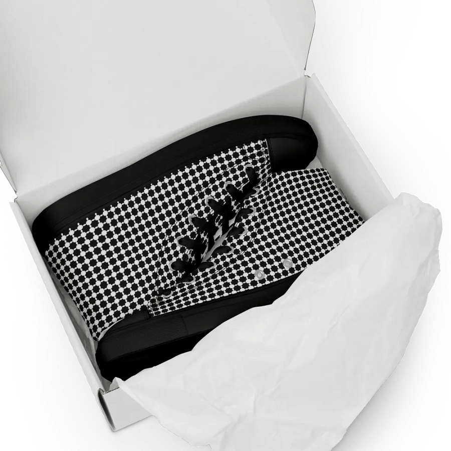 Abstract Black and White Chain Ladies Canvas Shoe High Tops product image (8)