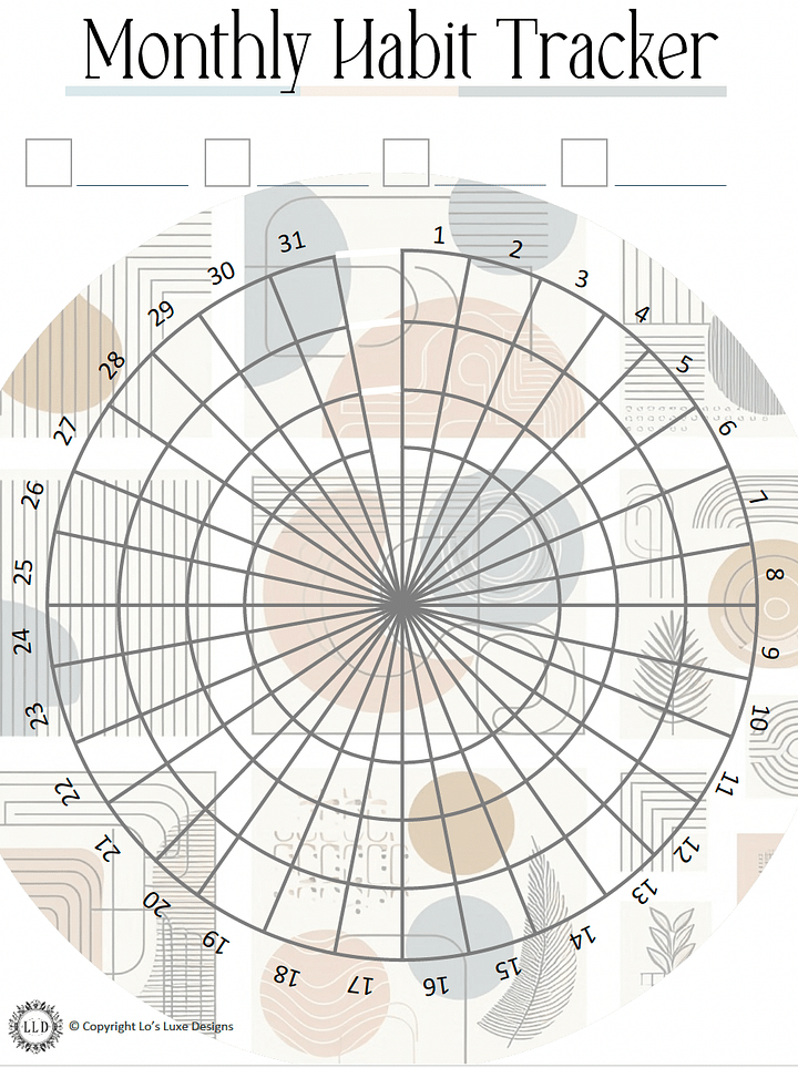 Monthly Habit Tracker - Circle Geo - 8.5x11 Printable product image (1)