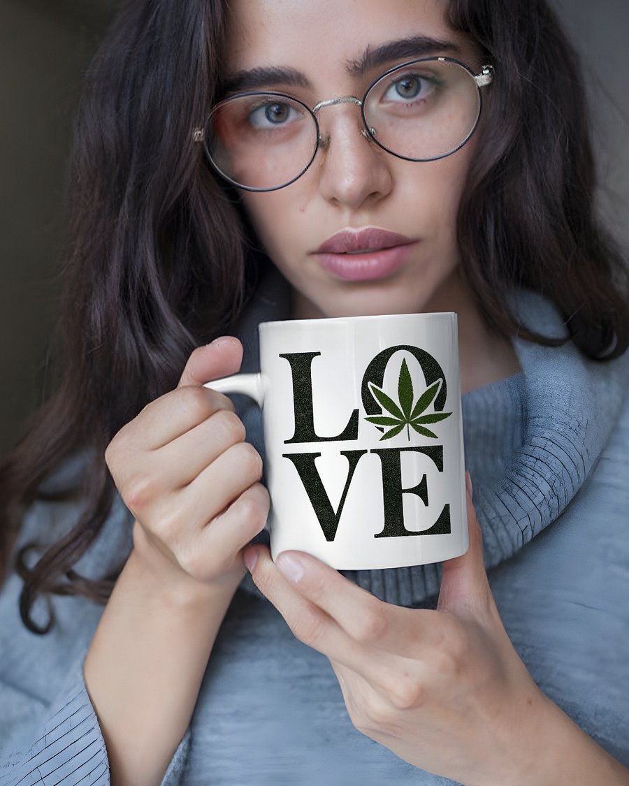 Love Weed Leaf Coffee Mug (White) product image (1)