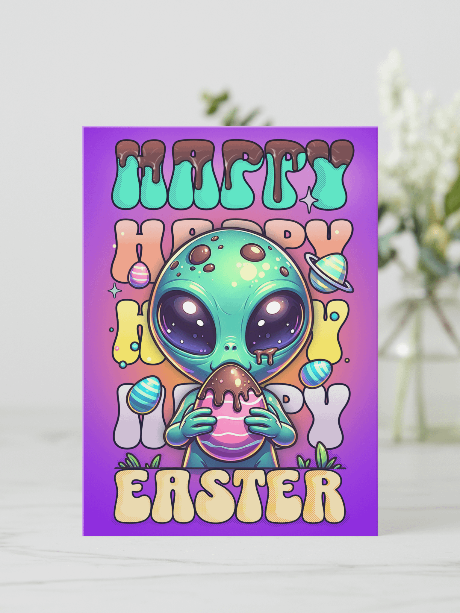 Happy Alien Extraterrestrial Easter Holiday Card product image (5)
