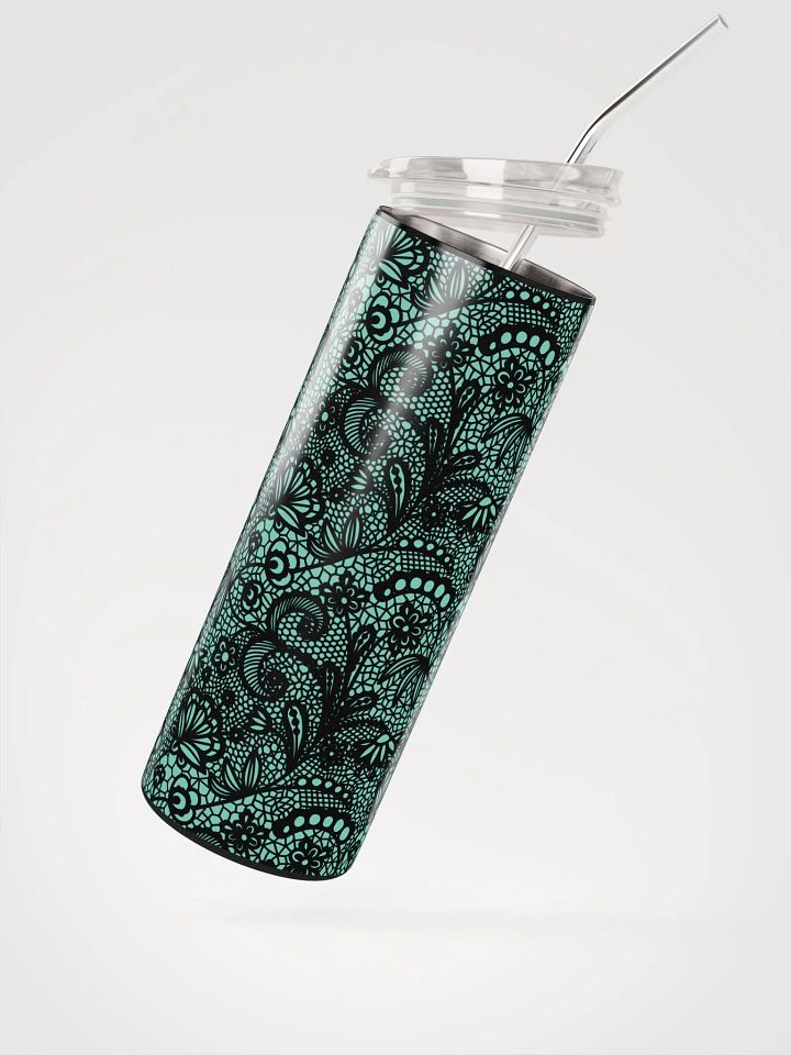 Elegant Lace-Inspired Stainless Steel Tumbler | Green & Black Design product image (2)