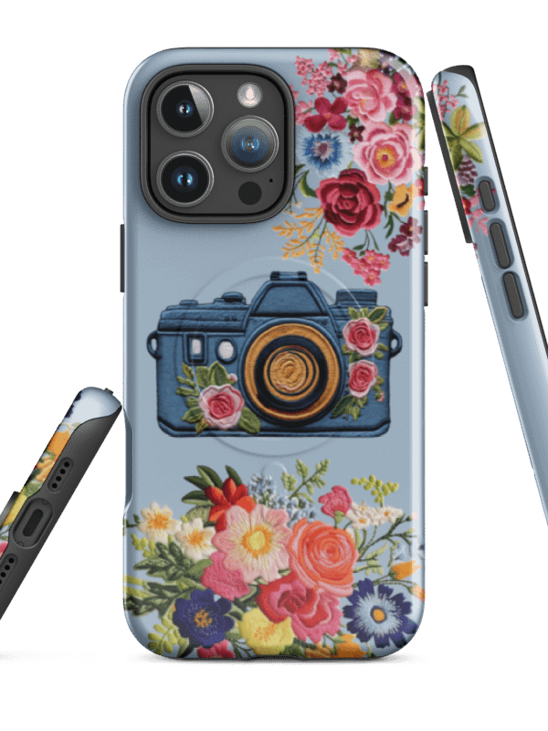 FLORAL CAMERA EMBROIDERY LOOK MAG SAFE CASE FOR IPHONE product image (1)