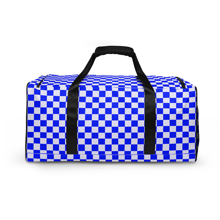 Checkered! Blue and White Checkers Duffel Bag product image (4)