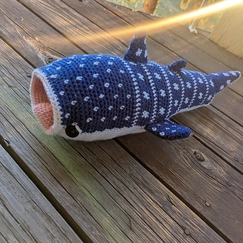 Finished this holiday gift today! This is Whitney the Whale Shark by The Kotton Kabdoodle and I used @wecrochetofficial Brava...