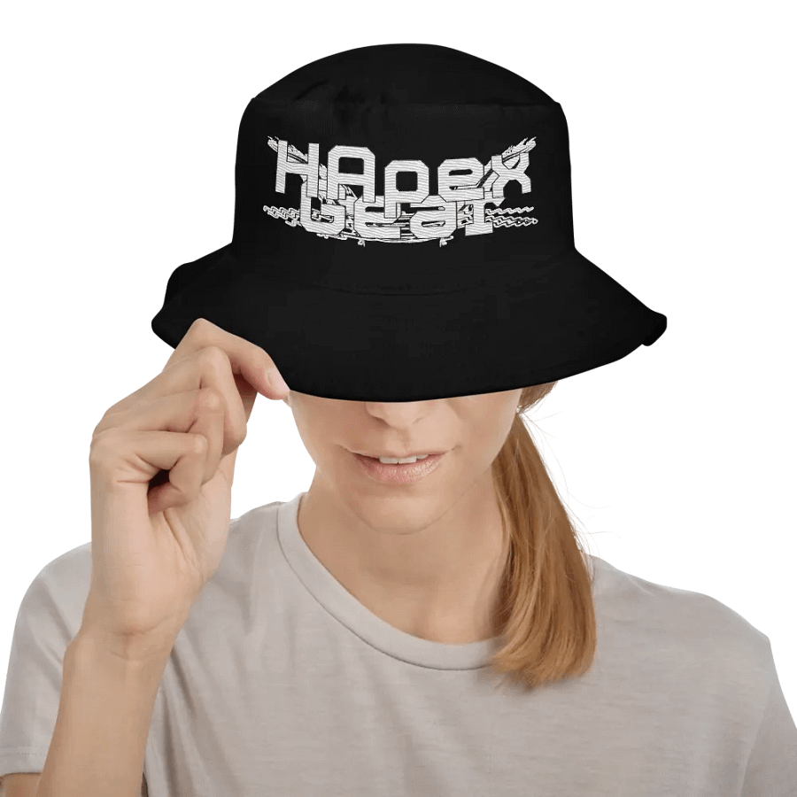 Bucket Hat - Embroidered - White HApex Gear Black Logo product image (6)