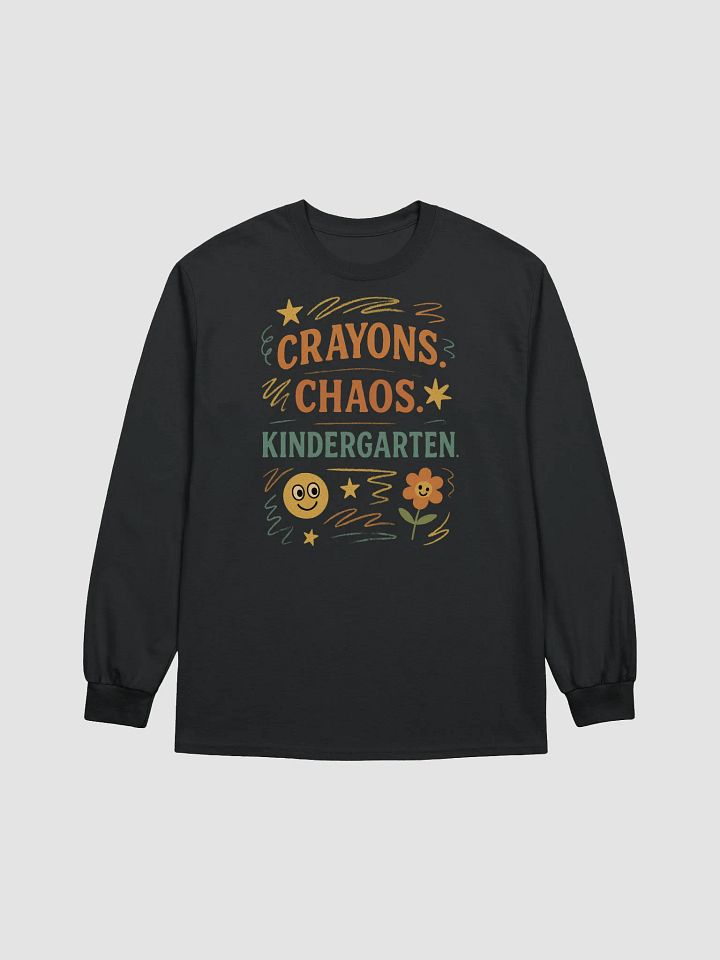 Crayons. Chaos. Kindergarten. Long Sleeve Shirt – Bold Retro Teacher Design product image (8)