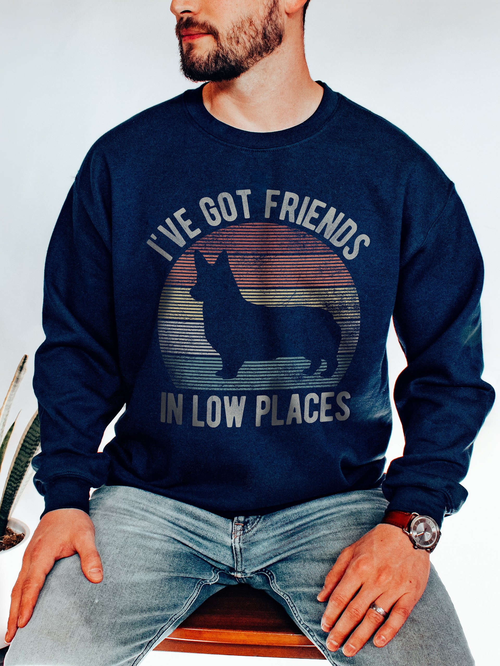 I've Got Friends in Low Places Sweatshirt | Funny Vintage-Style Shirt for Pembroke Welsh Corgi Pawrents product image (2)