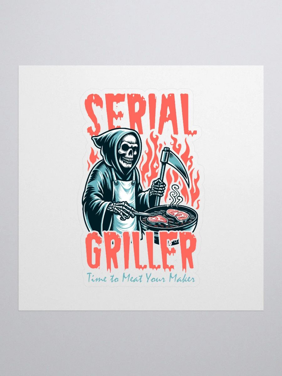 Serial Griller Grim Reaper BBQ Humor Sticker product image (1)
