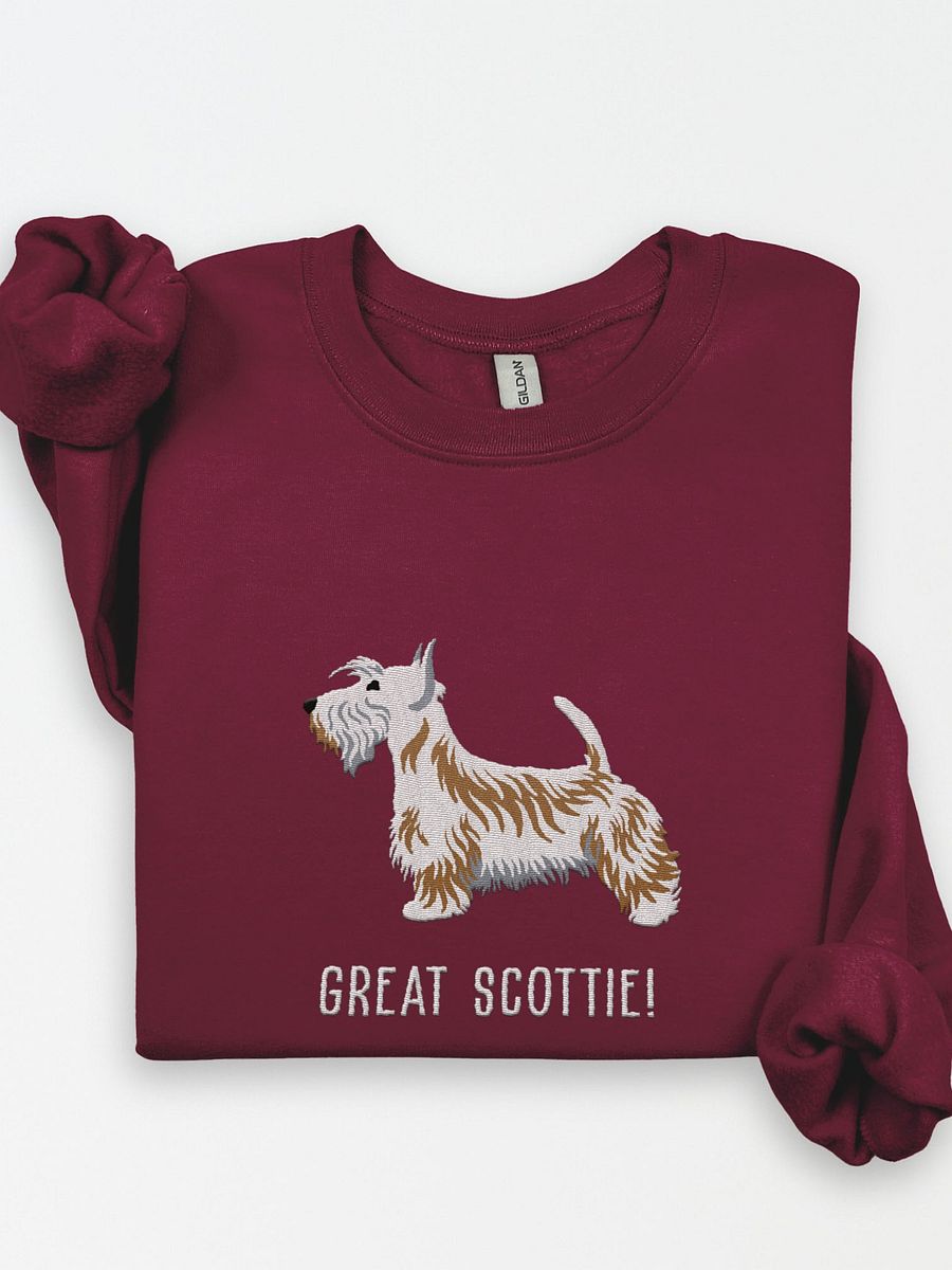 Great Scottie! Sweatshirt (Embroidered) of a Scottish Terrier(White) product image (1)