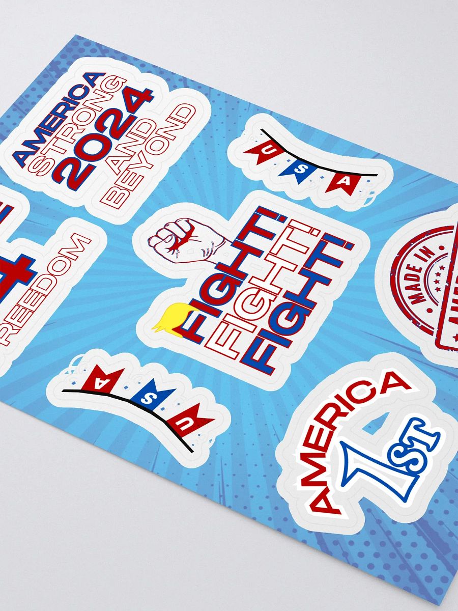 Trump USA Patriot Fight! Fight! Fight! America 1st Vote 4 Freedom Made in America America Strong 2024 and Beyond Sticker Set product image (3)