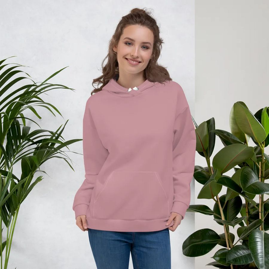 Plain Dusty Pink Soft Summer Unisex Recycled Polyester Heavyweight Premium Hoodie by Treasure Pie product image (6)