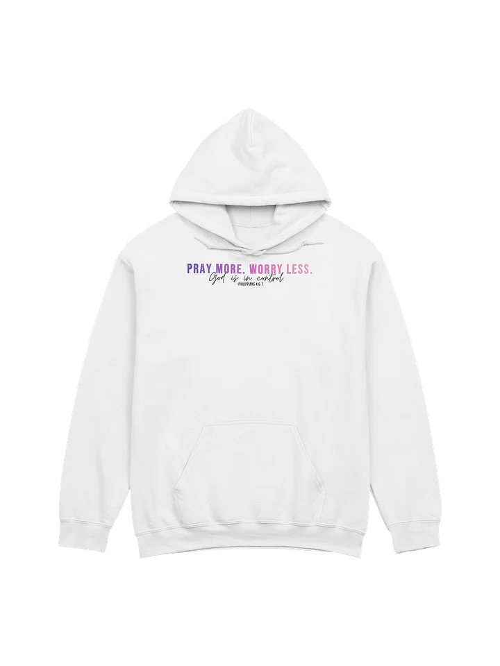 Pray More Worry Less 1.0 Hoodie - Unisex - Pink Gradient Text - Light Colors product image (2)