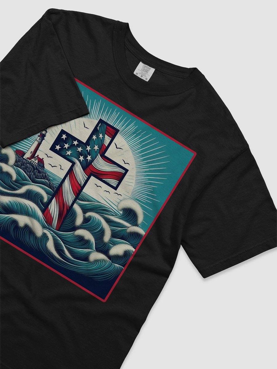 Lighthouse Patriot Cross Flag July 04th T-Shirt product image (64)