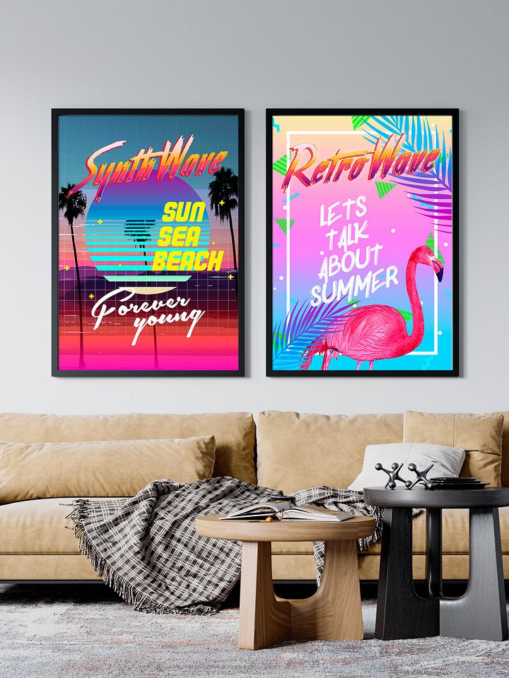 Synthwave poster: Sun. Sea. Beach [retrowave/vaporwave/synthwave] — aesthetic poster, retrowave art print, neon poster, 80s poster product image (2)