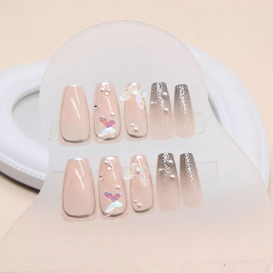Long Ballerina Fake Nails Butterfly Nail Tips New False Nails Women Girls product image (3)