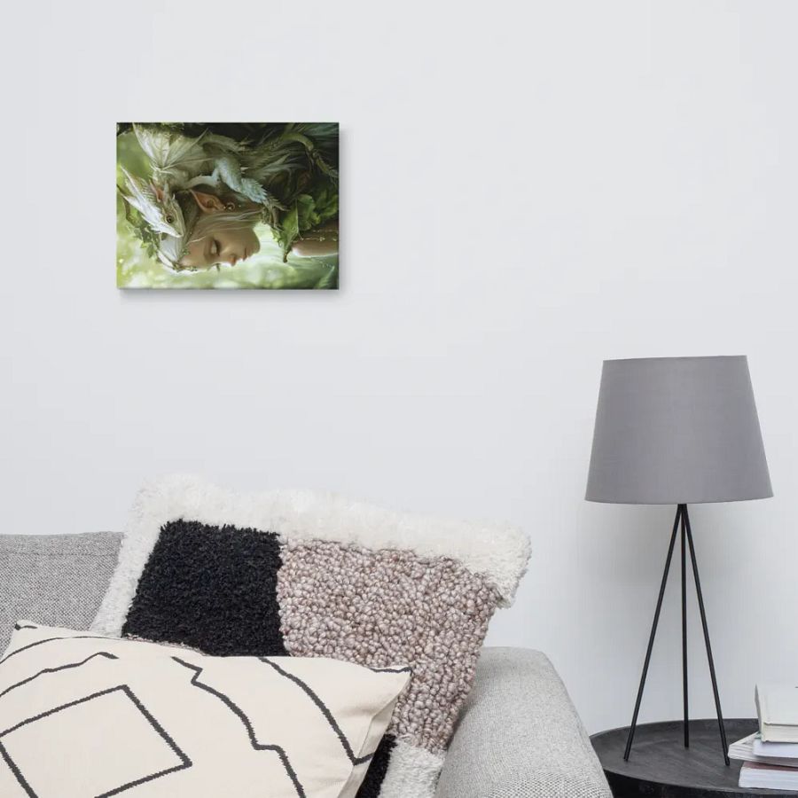 Young elf with her small dragon on the shoulder - Canvas product image (16)
