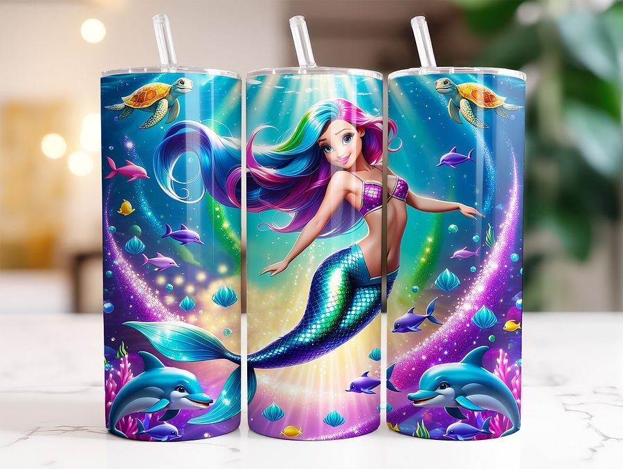 Mermaid Princess 20 oz Skinny Stainless Steel Tumbler - v4 product image (2)