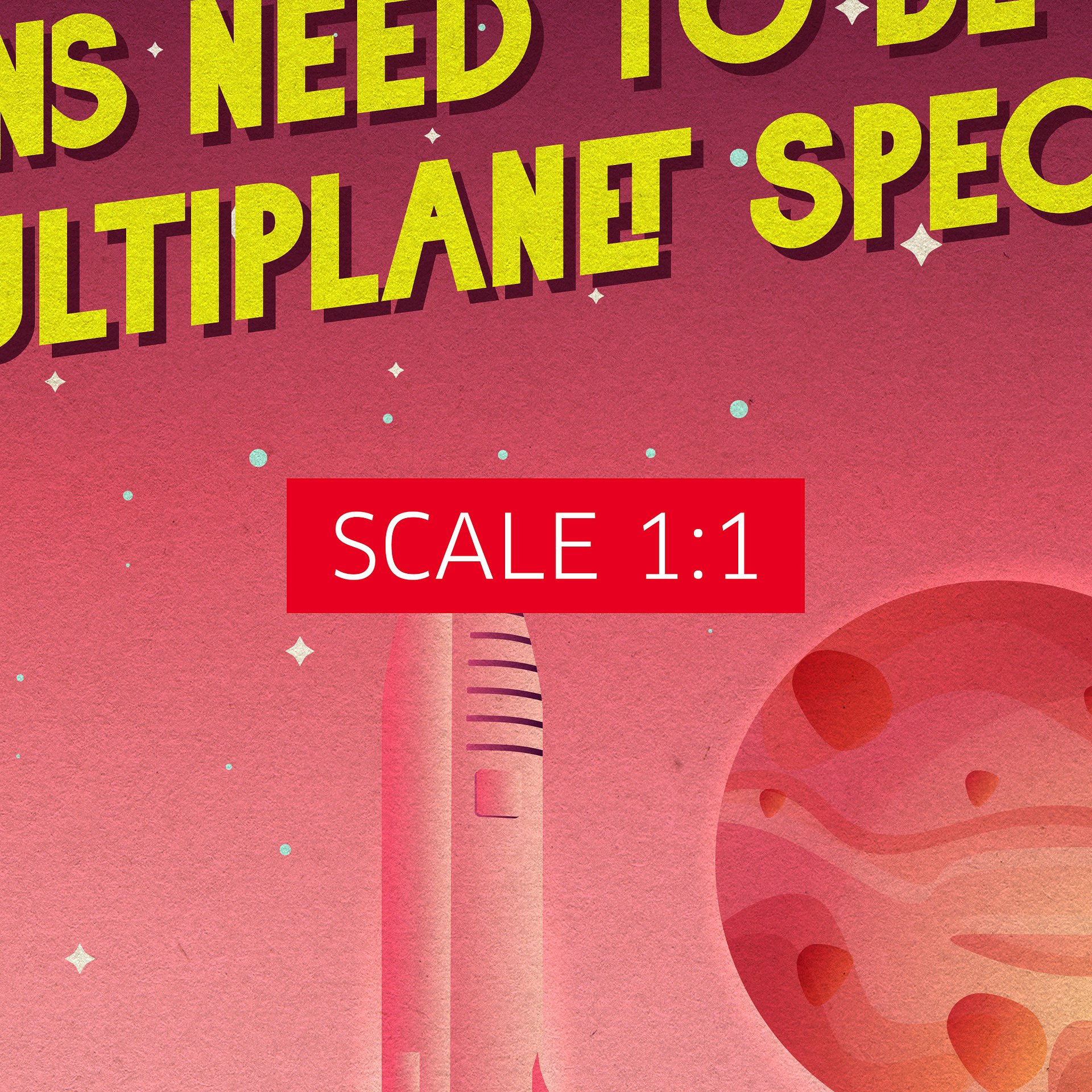 Humans need to be a multiplanet species, SpaceX Starship — Vintage space poster, retro space art, propaganda poster, retrofuturism art, retro sci-fi print product image (5)
