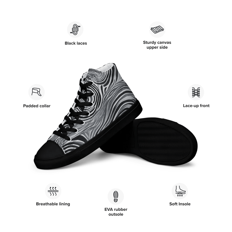 Funky Black & White Noir Liquid Tie-Dye Men's High-Top Canvas Shoes product image (9)