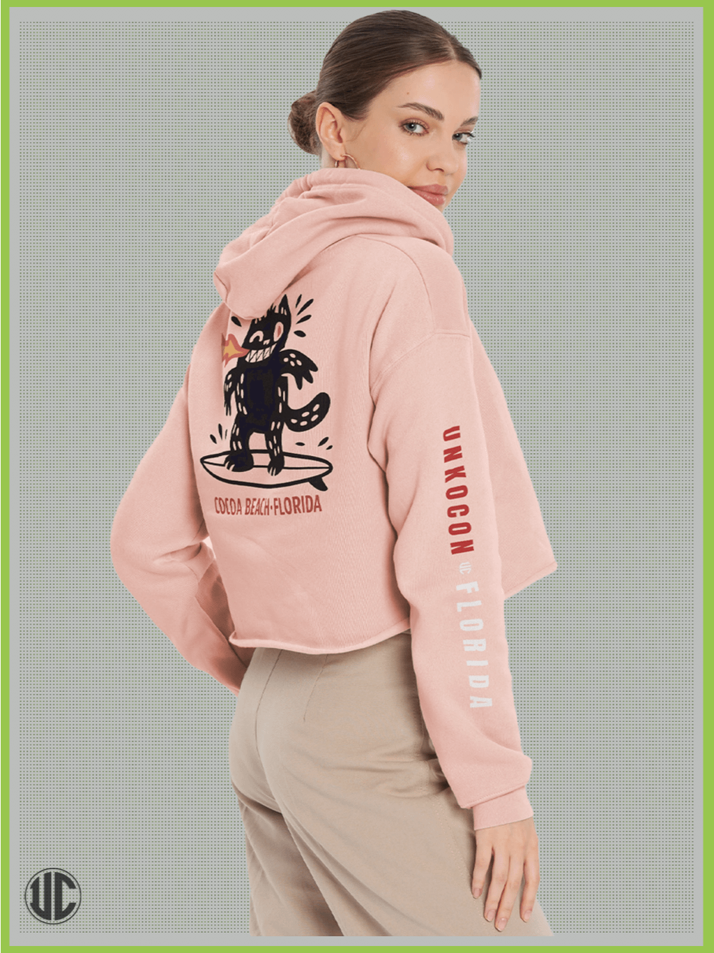 Cocoa Beach Crop Hoodie for Women – Cute Surf Graphic, Streetwear Fit, Soft Cotton Pullover product image (5)