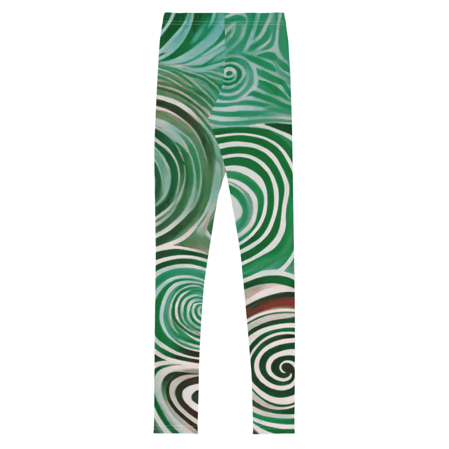 Funky Cool Green Liquid Tie-Dye Youth Leggings product image (8)