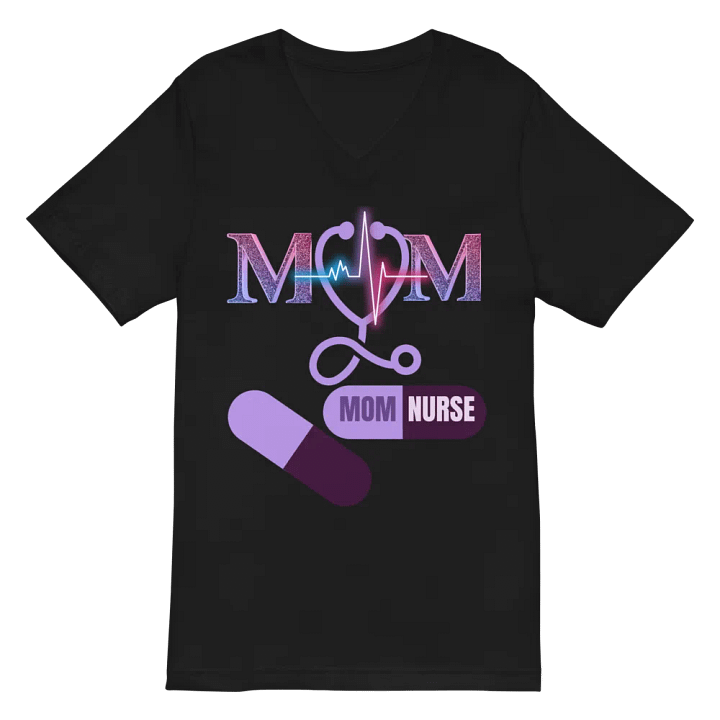 Mom Nurse Heartbeat V-Neck Tee product image (3)
