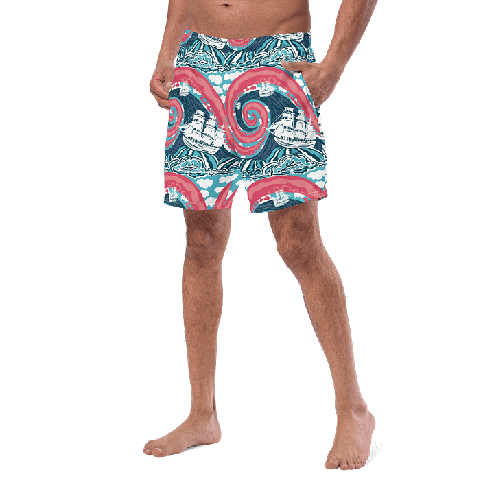 Kraken Vibes Men’s Swim Trunks | Nautical Adventure Swimwear 🐙 UPF 50+ Eco-Friendly | Monique Faella Designs™ product image (2)