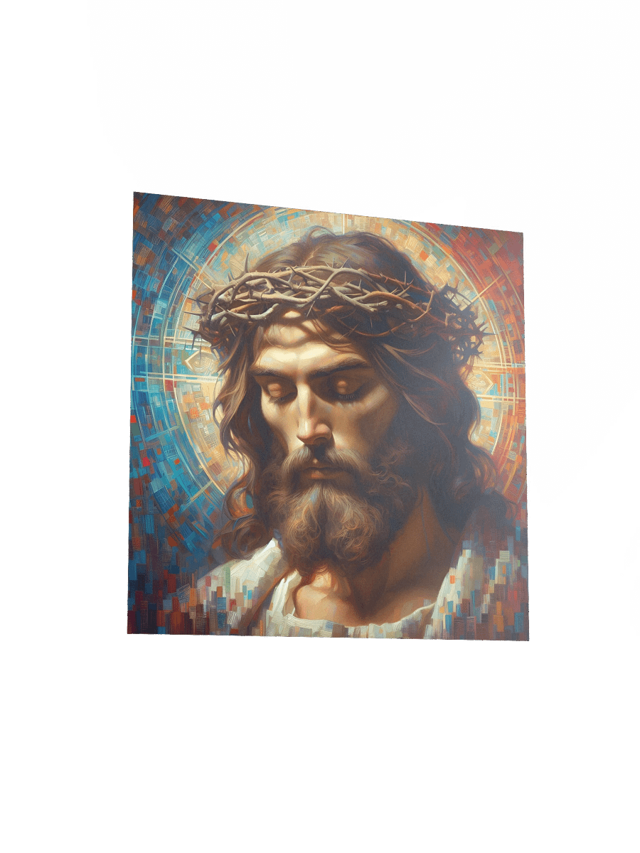 Jesus Christ Mosaic Crown of Thorns Wall Art | Modern Christ Art Canvas Print for Home & Church product image (3)