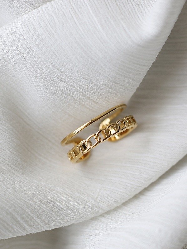 Chain Link Adjustable Ring | 18K Gold Plated product image (10)