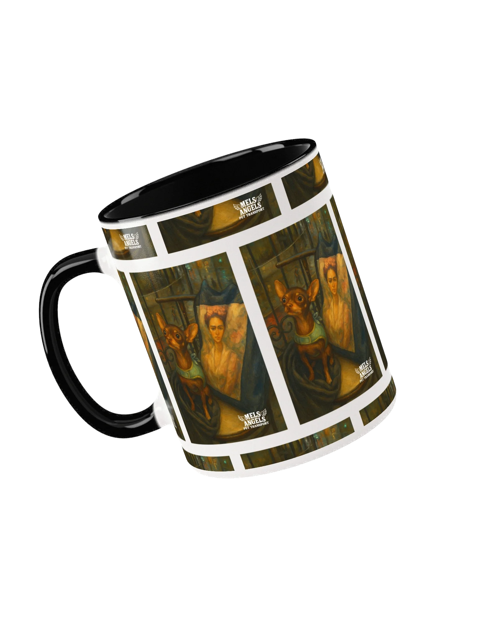 Chihuahua & the Muse — Two-Tone Ceramic Art Mug | Mel’s Angels product image (5)