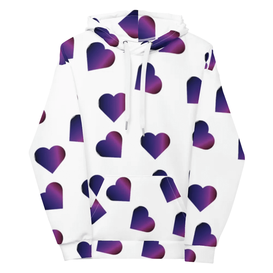 Abstract Love Pattern Purple Hearts on a White Background Unisex Pull On Hoodie product image (12)