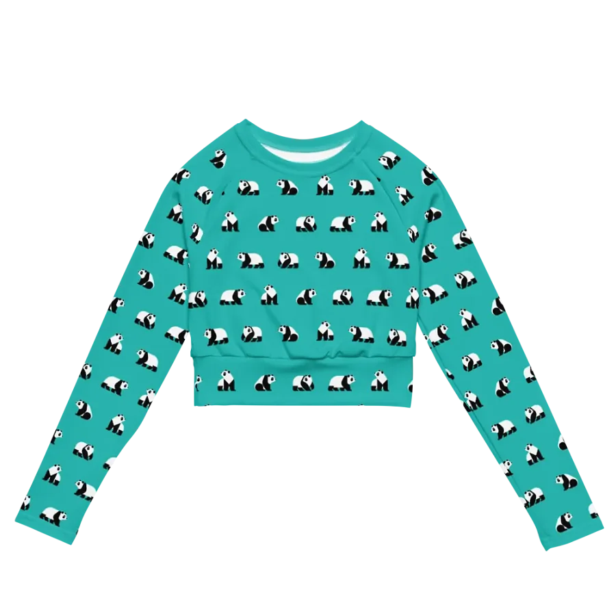 Pandas Are Here Long Sleeve Crop Top Image 1