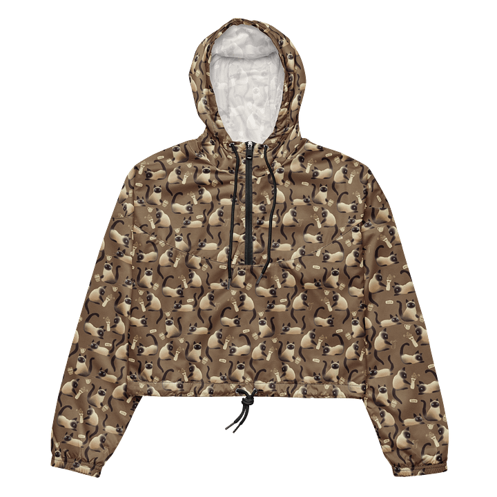 Bad Siamese Cats Patterned Windbreaker, Brown product image (2)