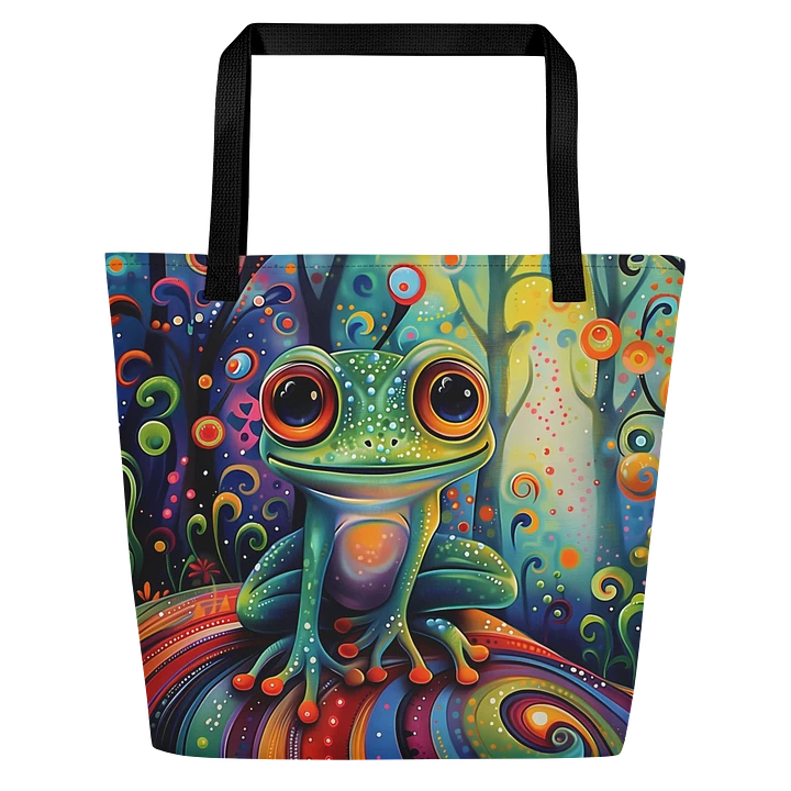 Tote Bag: Adorable Frog in Enchanted Magic Forest Psychedelic Design product image (1)