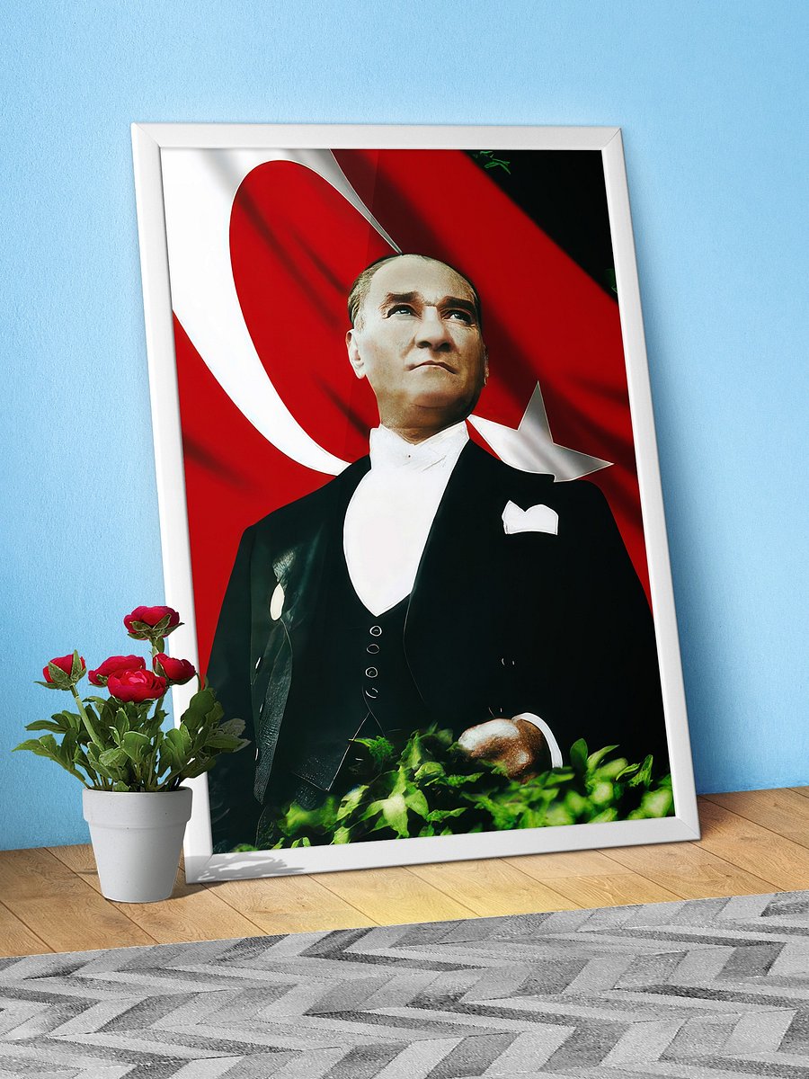Mustafa Kemal Atatürk poster, Turkish Flag — Historical Turkish Leader art product image (3)