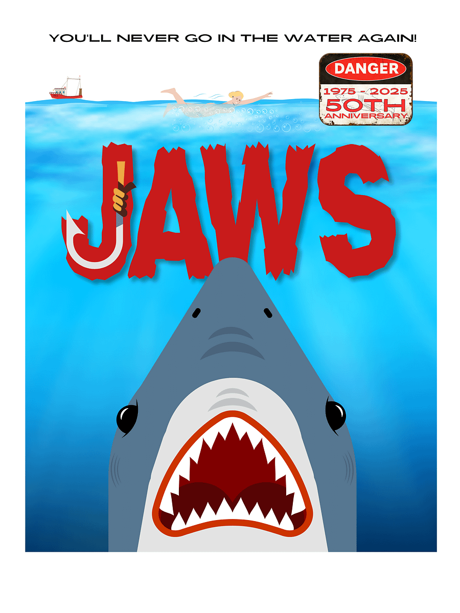 JAWS POSTER - 50TH ANNIVERSARY - TEE product image (4)