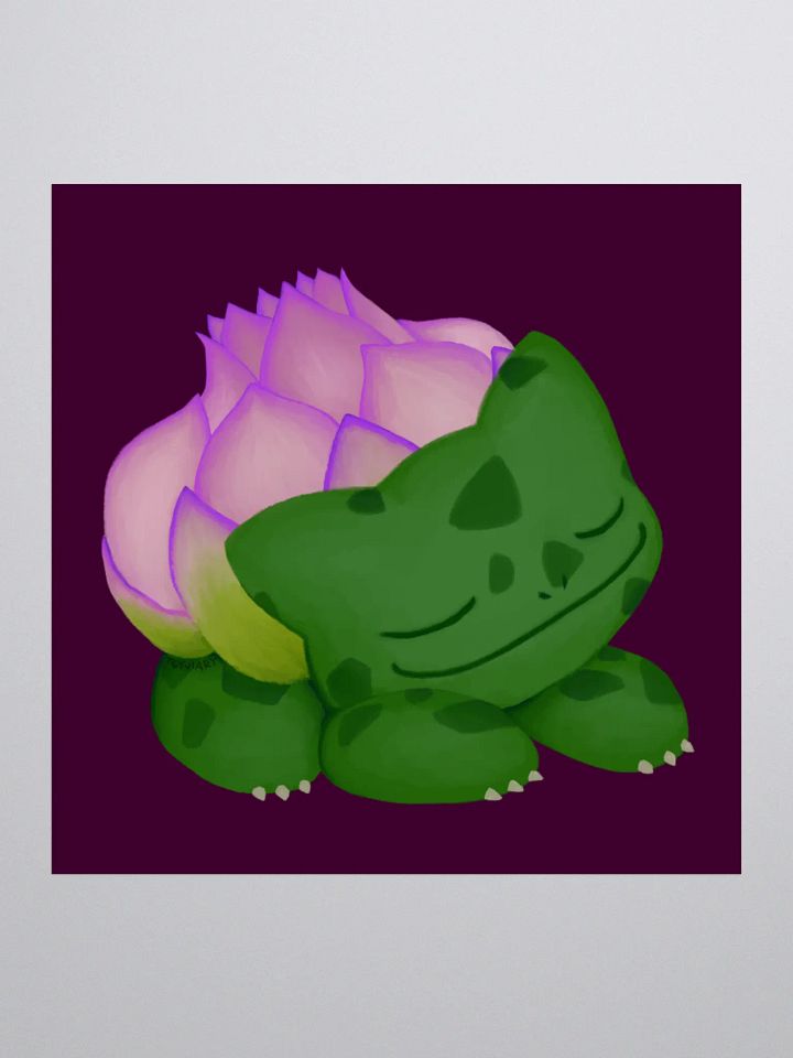 Lotus Frog Sticker (Dark Pink Background) product image (1)