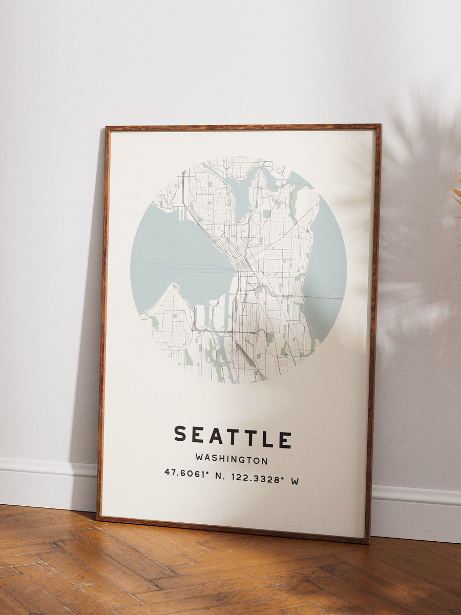 Seattle Street Map Poster – Beige Minimalist Circular City Art product image (3)