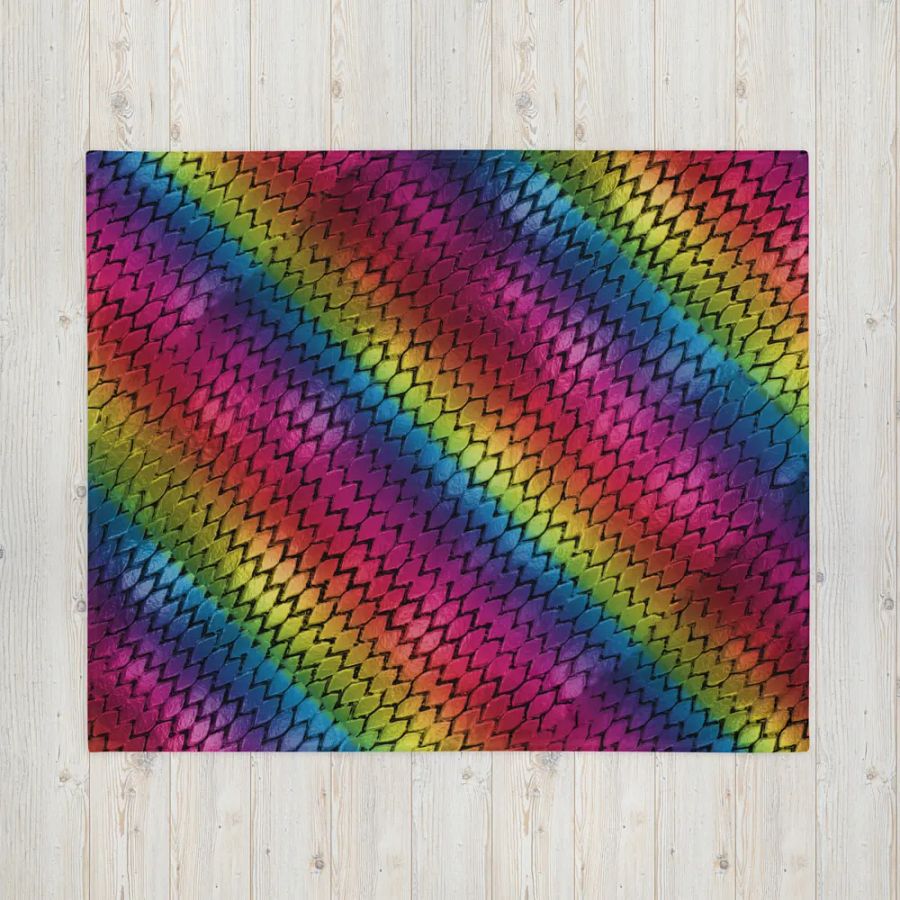 Diagonal Rainbow Dragon Scales Throw Blanket product image (4)