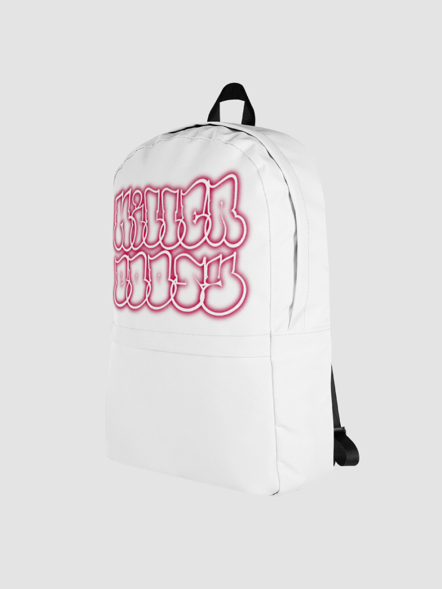 White Cutesy Graffiti Print Backpack product image (3)
