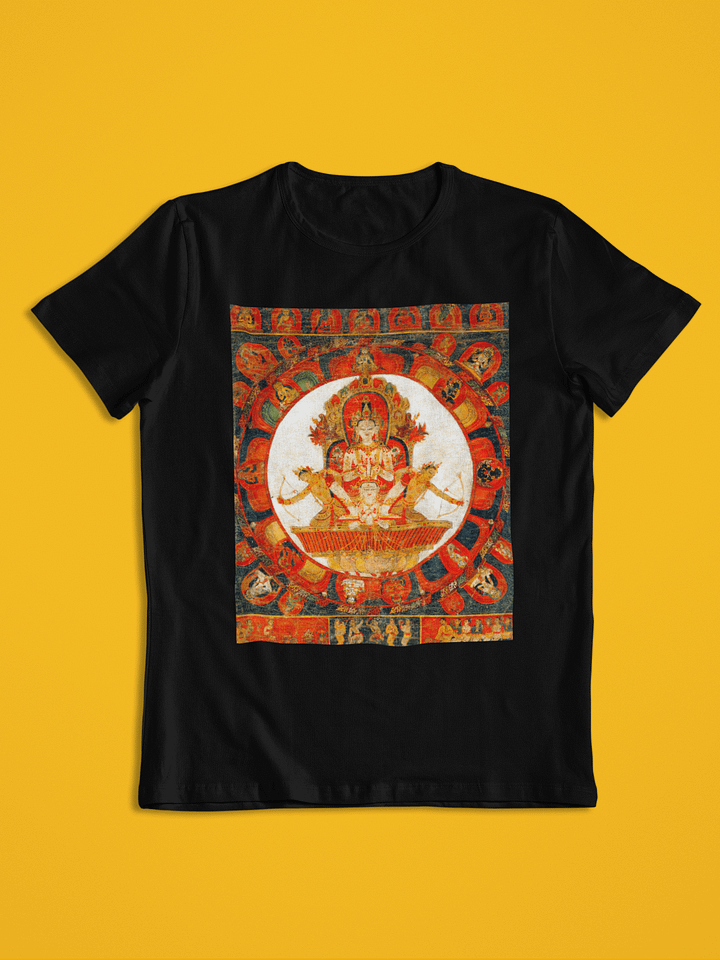 Mandala of Chandra, God of the Moon Traditional Buddhist Thangka Art T-Shirt product image (1)