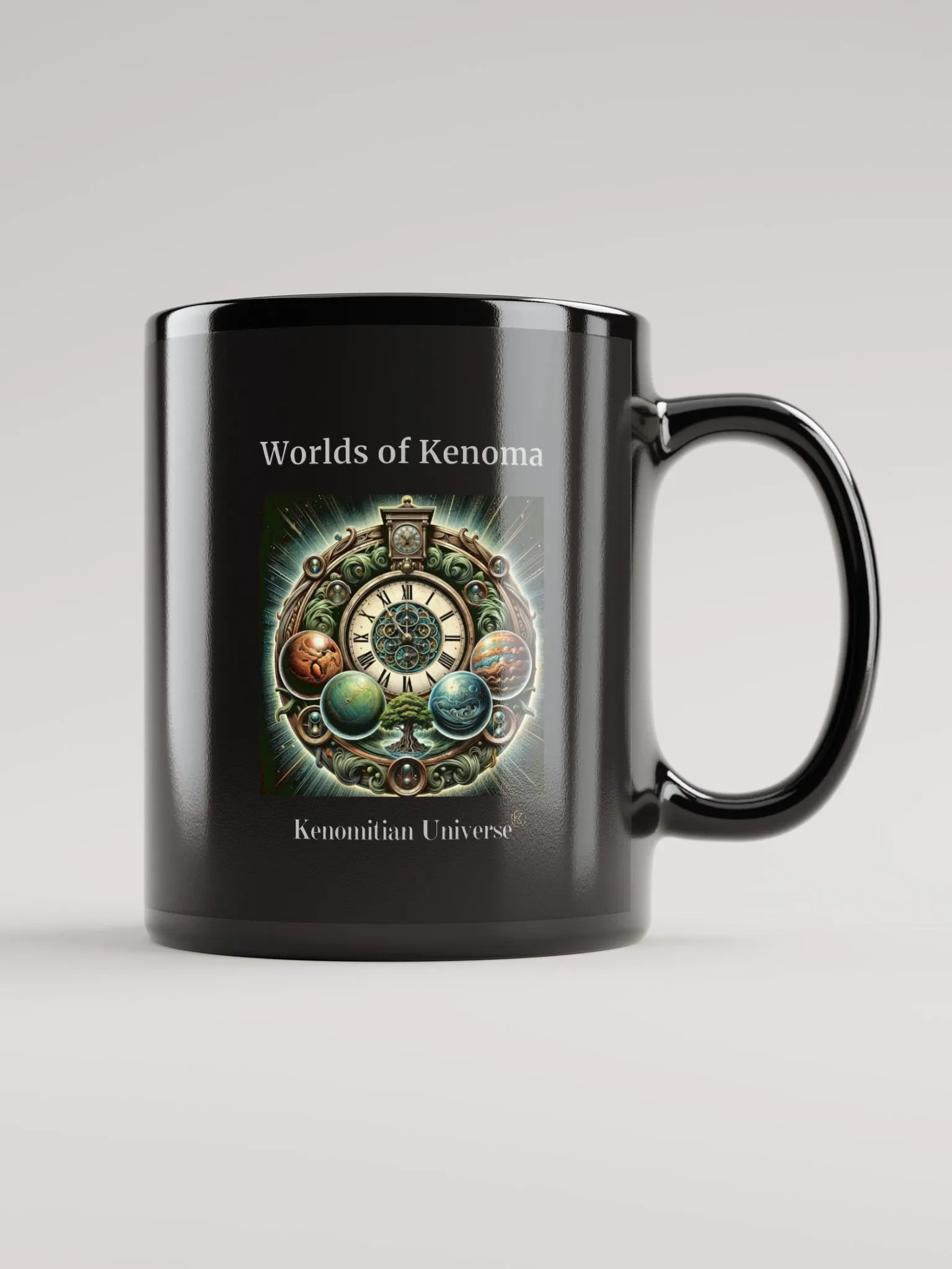 Worlds of Kenoma | Black Glossy Mug product image (2)