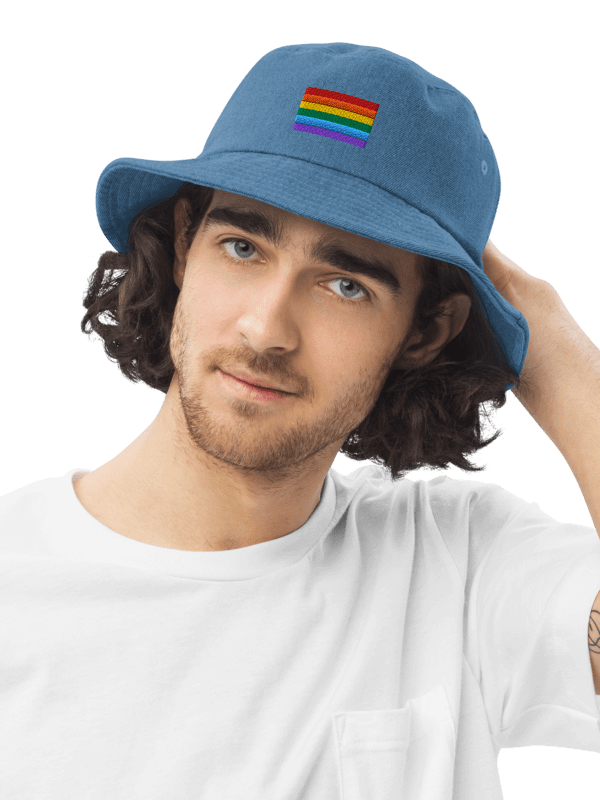 Denim embroidered rainbow bucket hat product image (2)