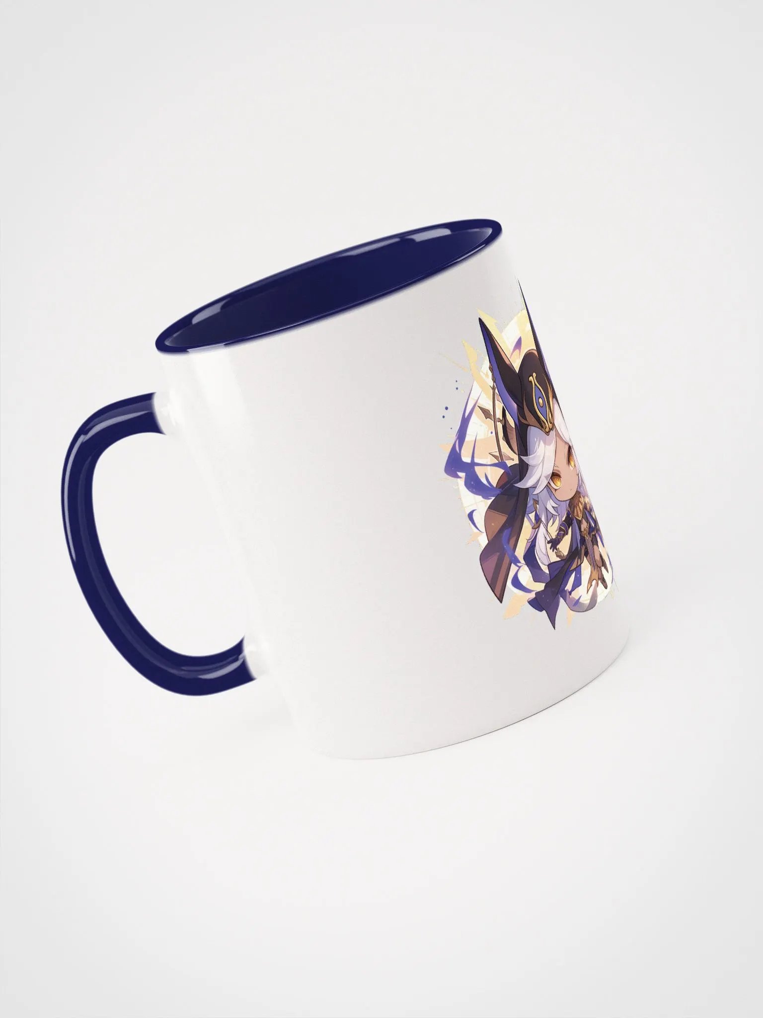 Cyno Genshin Impact Ceramic Mug – Dark Blue Handle & Interior product image (4)