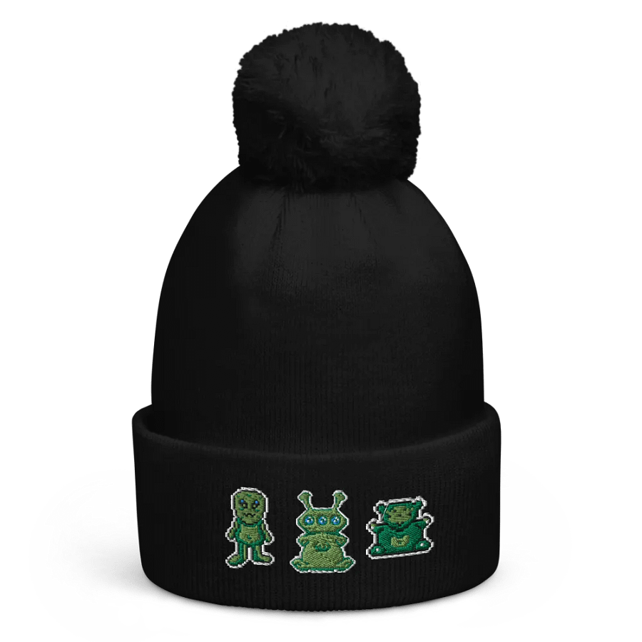 Pixel Aliens pompom beanie product image (1)