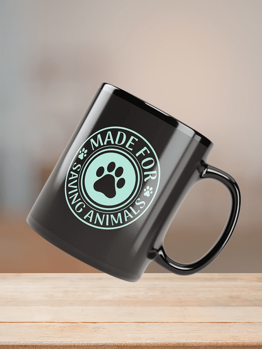 "Made for save animals-stamp" black glossy mug product image (8)